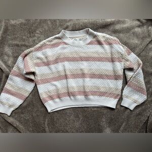 Striped Women's Sweater - Pink, Cream, and White